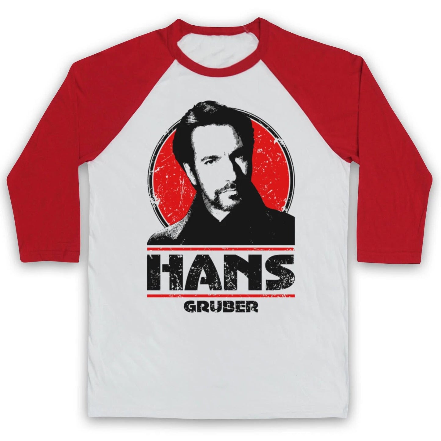 DIE HARD HANS GRUBER RICKMAN ACTION HERO WILLIS FILM 3/4 SLEEVE BASEBALL TEE