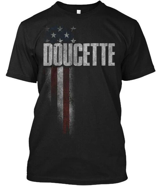 Stylish Doucette Family American Flag T-Shirt Made in the USA Size S to 5XL