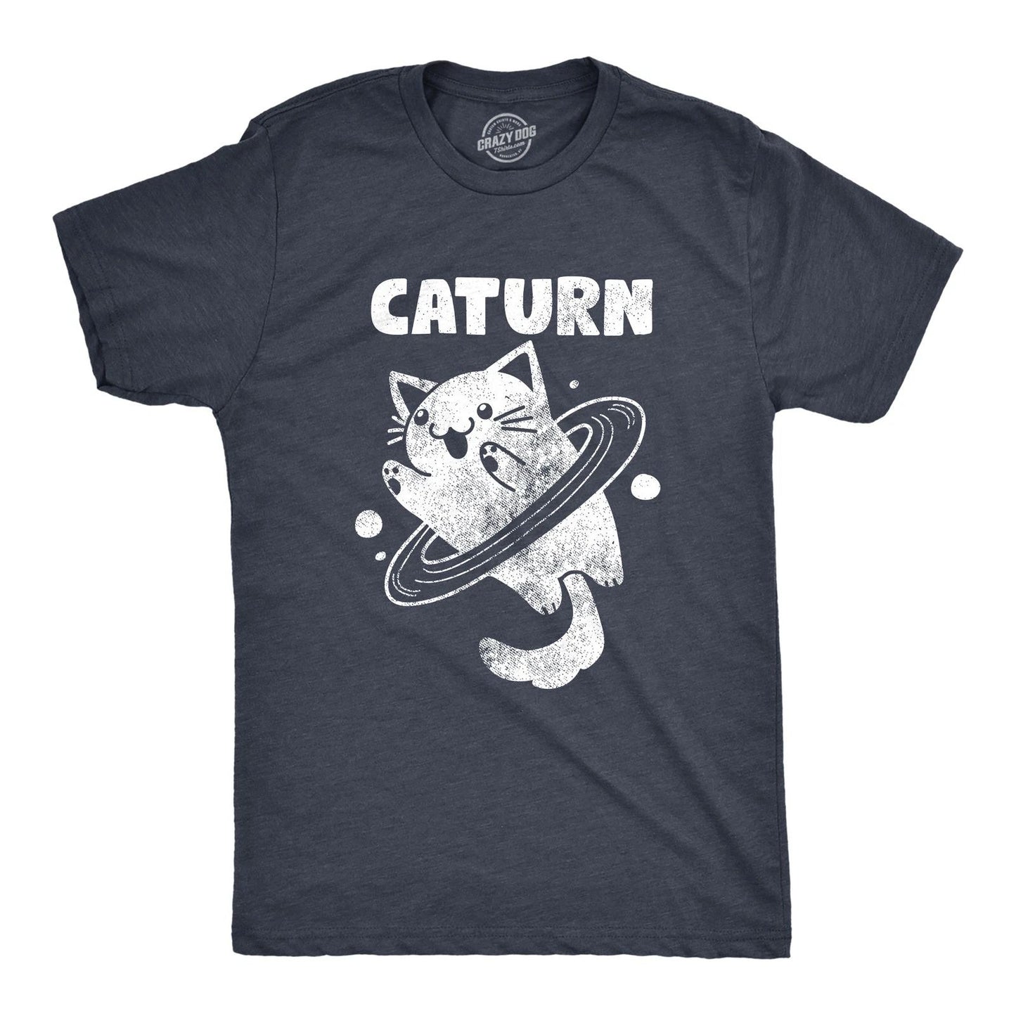 Mens Caturn T Shirt Funny Cute Saturn Kitten Planet Rings Outerspace Tee for