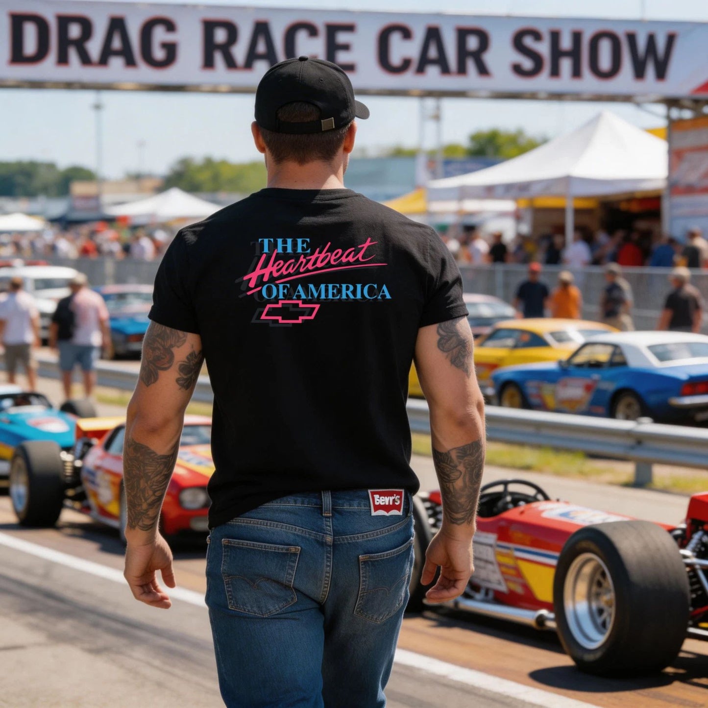 VINTAGE Style" Heartbeat Of America" O.G. Style Pink and Blue M,L,XL,2X SHIRT