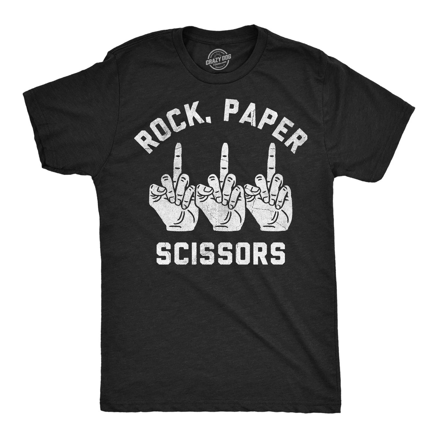Mens Funny T Shirts Rock Paper Scissors Middle Finger Sarcastic Graphic Novelty