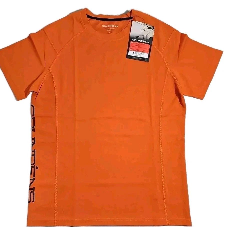 New Grundens Bamboo Charcoal T Shirt Mens Large Orange Short Sleeve Regular Fit