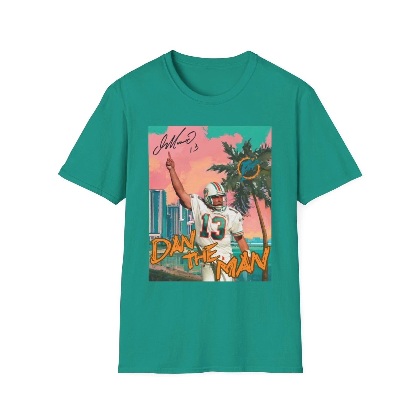 Miami Dolphins - Dan The Man - Dan Marino - Autograph Image - Softstyle T-Shirt