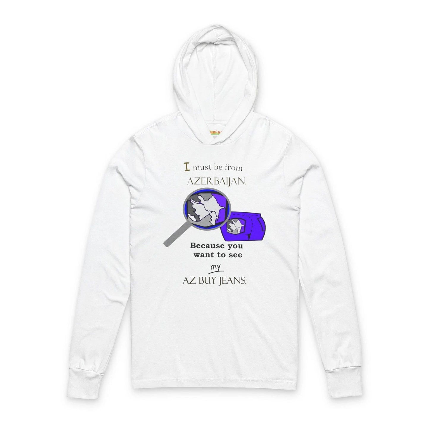 Azerbaijan Magnifying Glass Design Hoodie | Long Sleeve Tee Travel Humor Pride