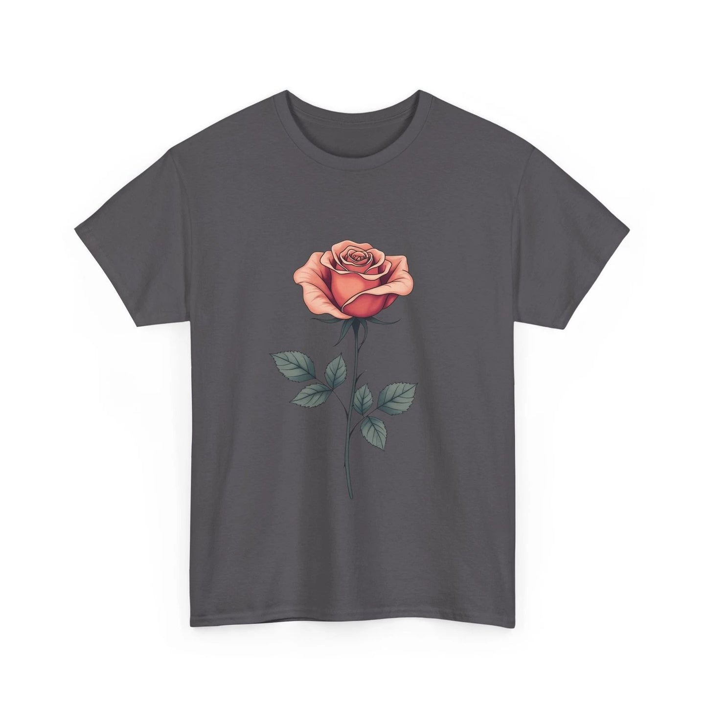 Elegant Rose T-Shirt - Minimalist Floral Graphic Tee for Nature Lovers