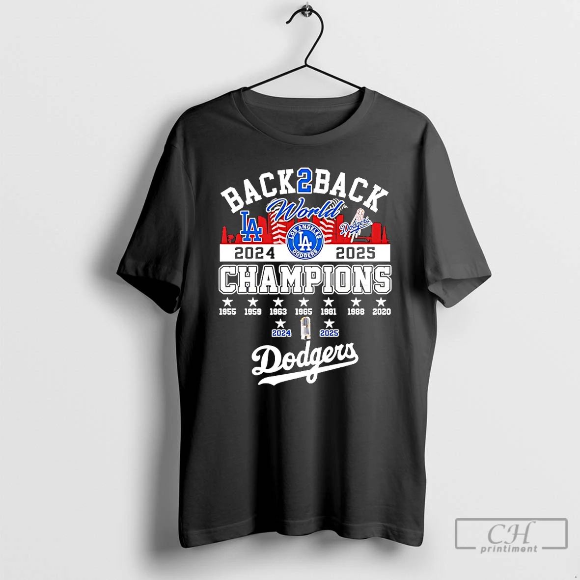 Classic La Dodgers 9 Time World Series Champions 2025 Back To Back City Skyline