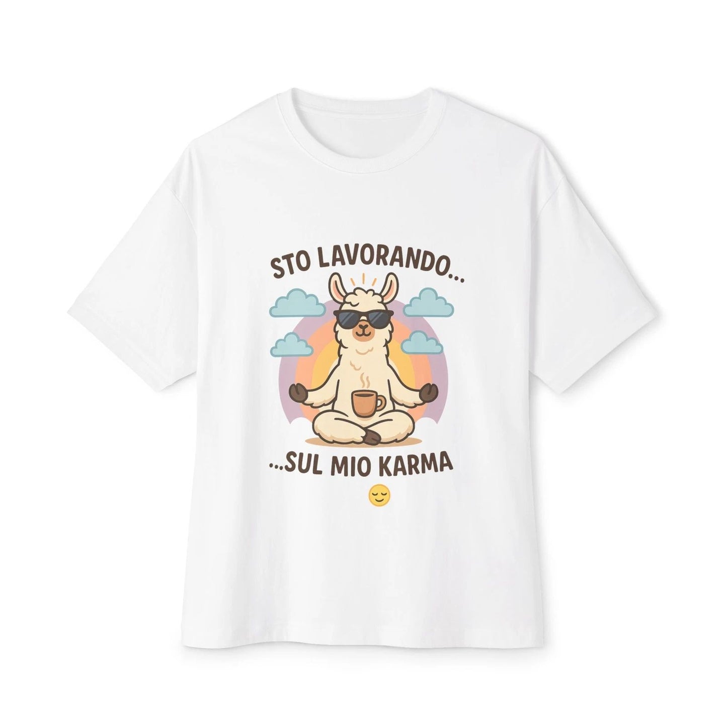 Maglietta divertente “Sto lavorando sul mio karma” con lama yoga