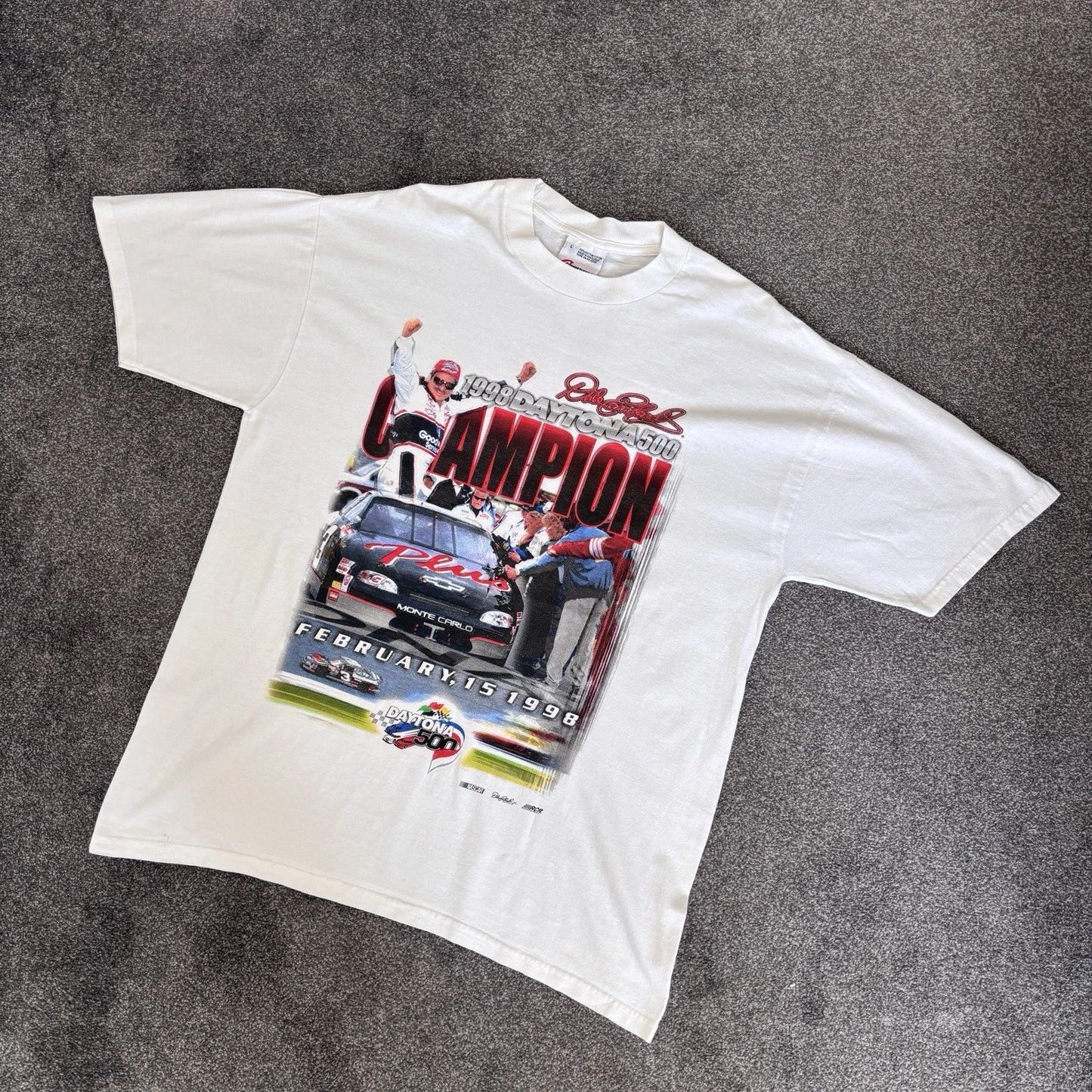 NASCAR Dale Earnhardt White T-shirt Large 1998 USA Daytona 500 Vintage Tee 90s