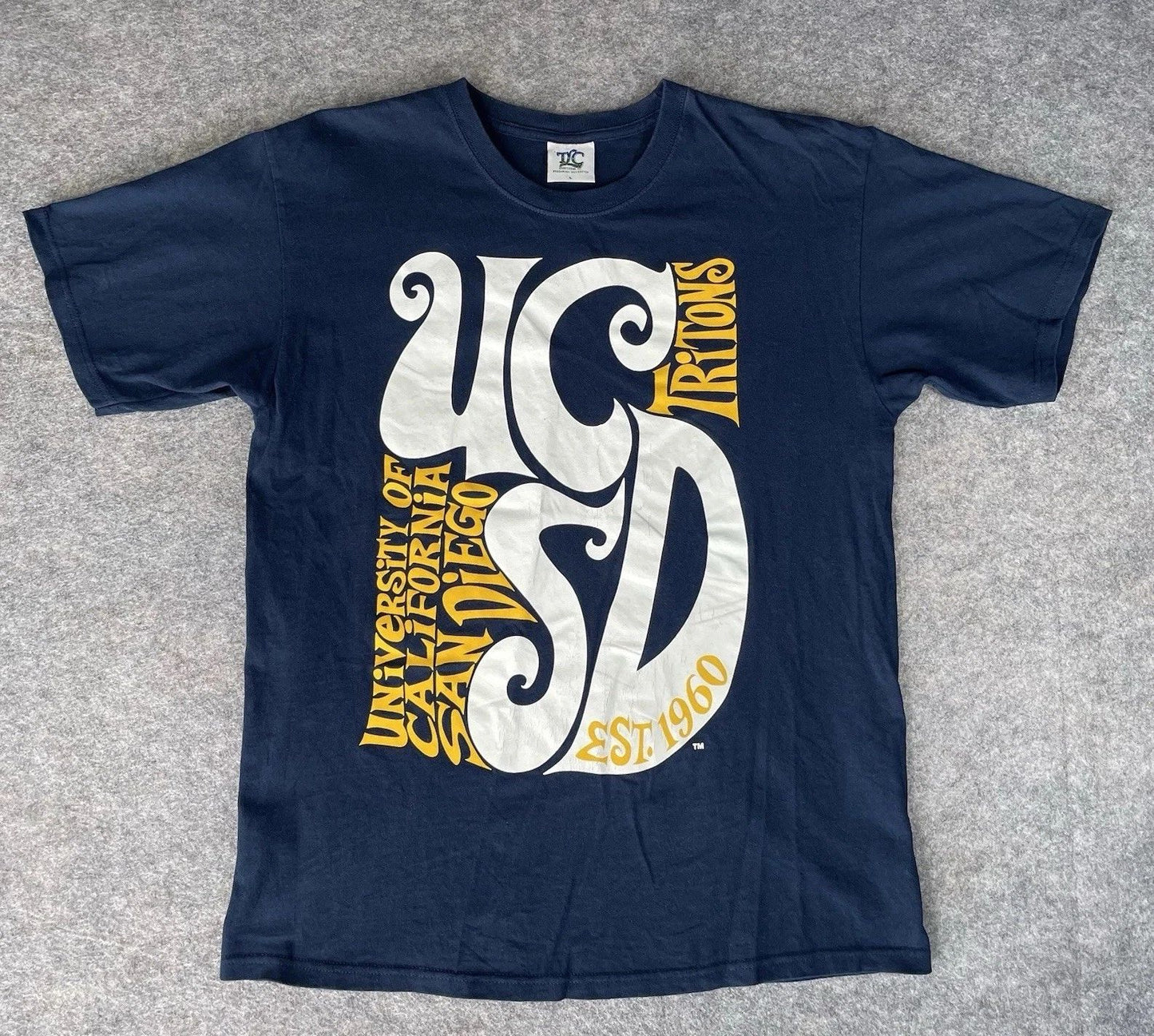 VTG UCSD Tritons Shirt Mens Large Navy Blue UC San Diego Basketball Willy Wonka