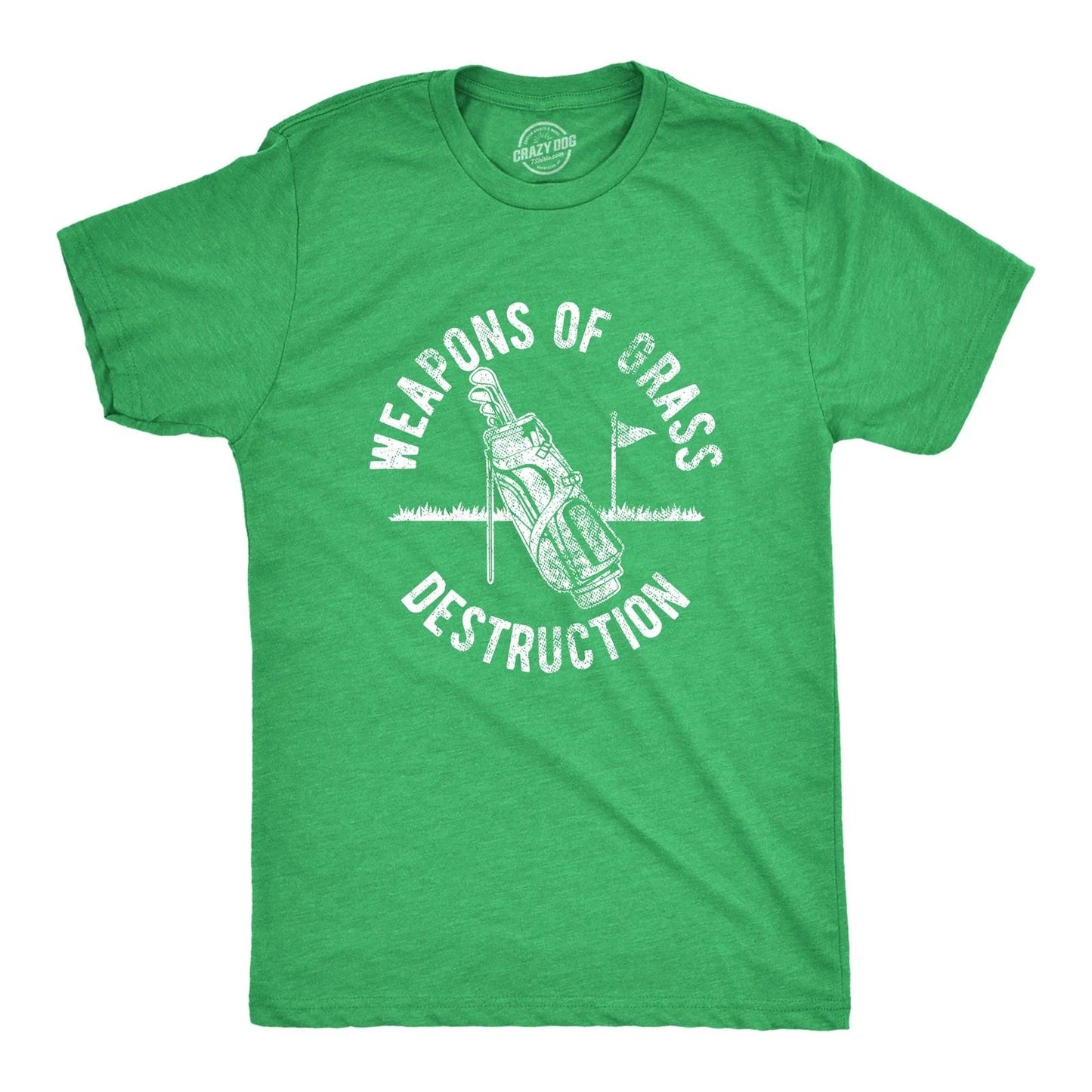 Mens Weapons Of Grass Destruction T Shirt Funny Golf Clubs Sarcastic Tee