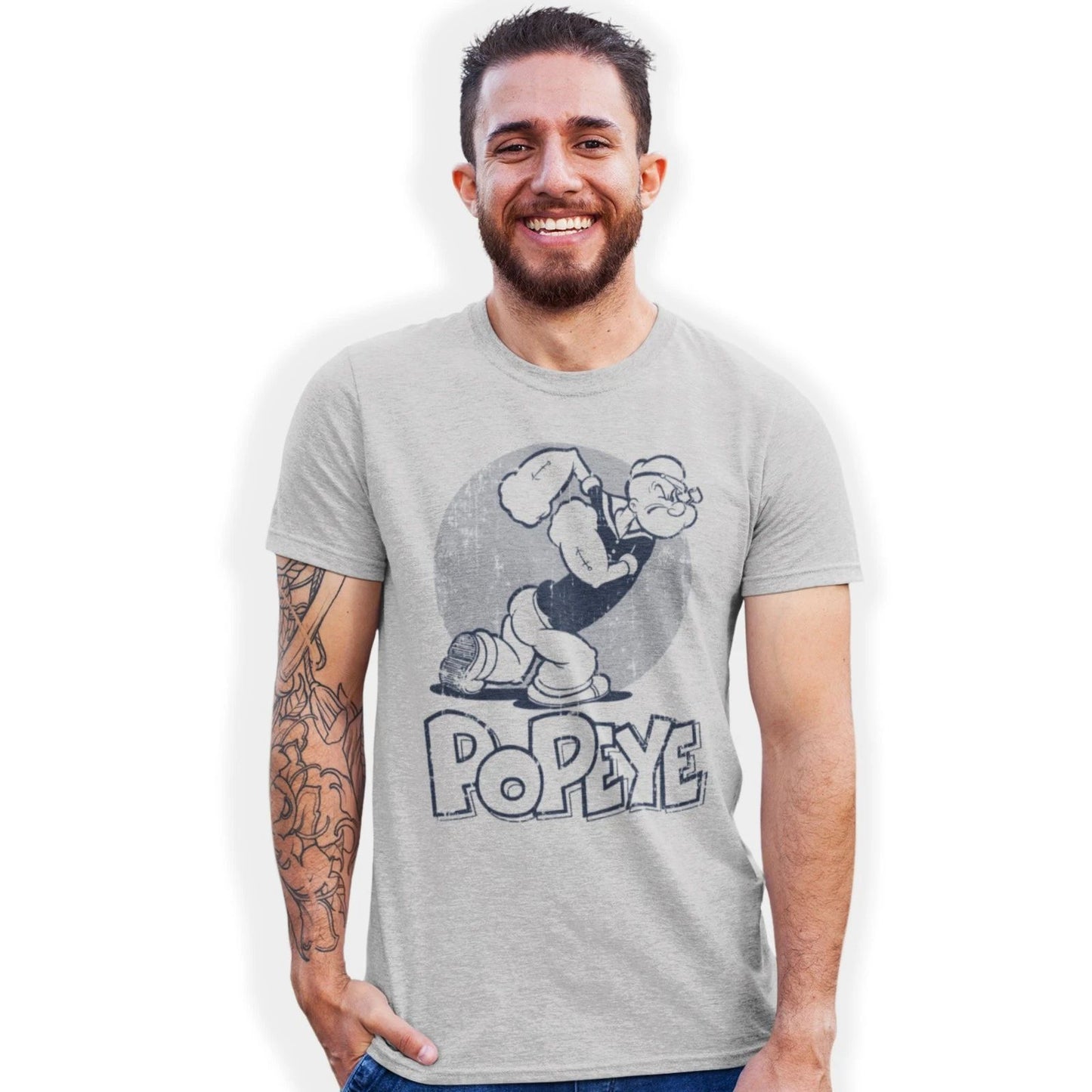 Popeye the Sailor Hand Printed T-Shirt: Cartoon Comic Strip Design Birthday Gift