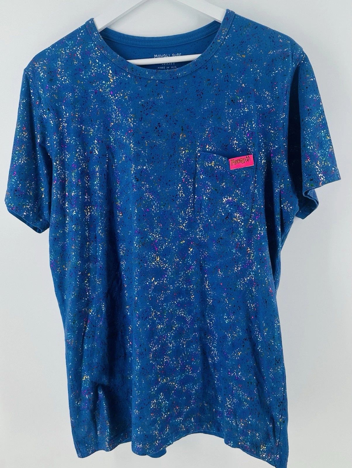 Mowgli Surf VTG Surf Y2K Purple Leopard T-shirt Size L Skater Surf Brand CC25