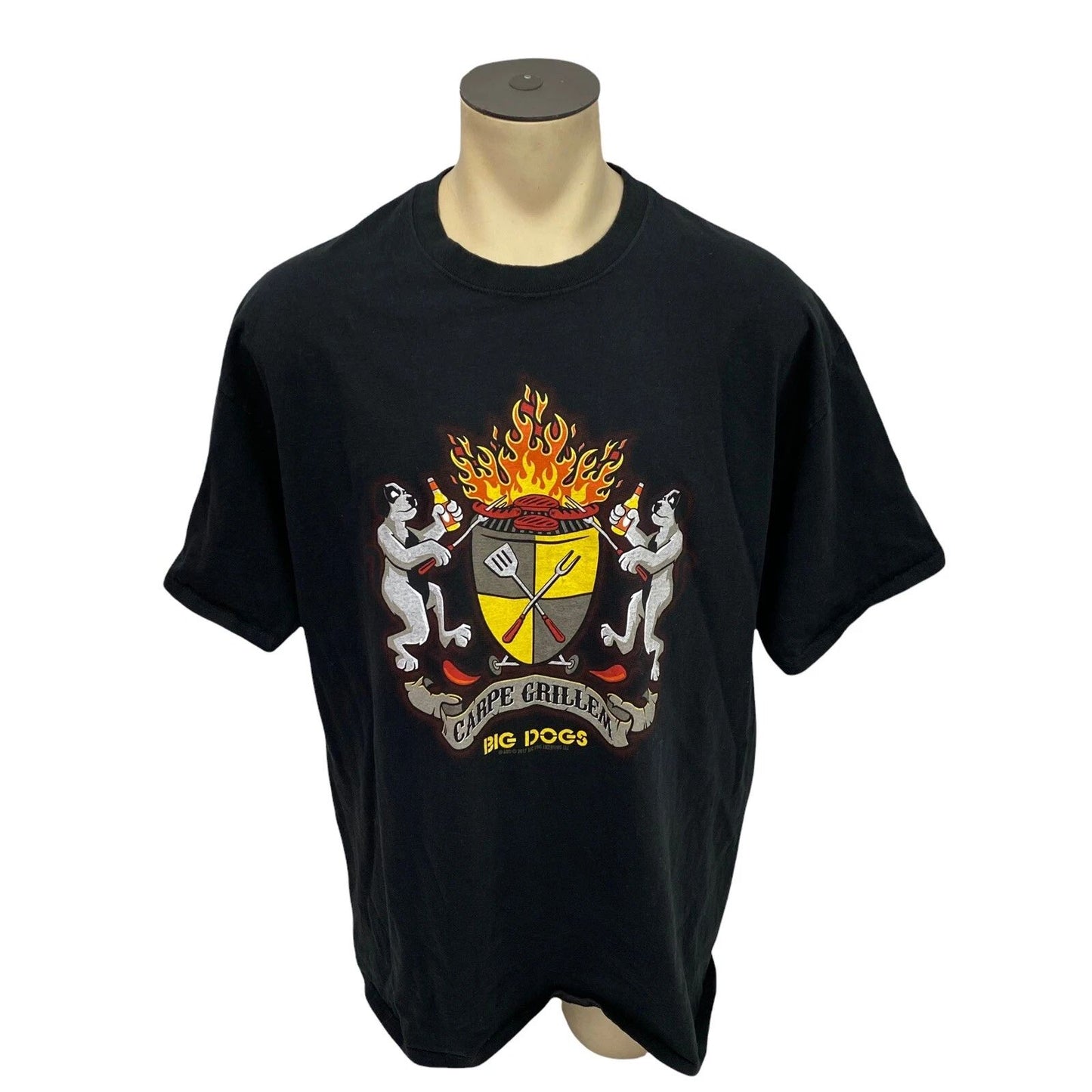 Big Dog T Shirt Mens 2XL Carpe Grillem Hanes BBQ Summer Tailgate Party Campfire