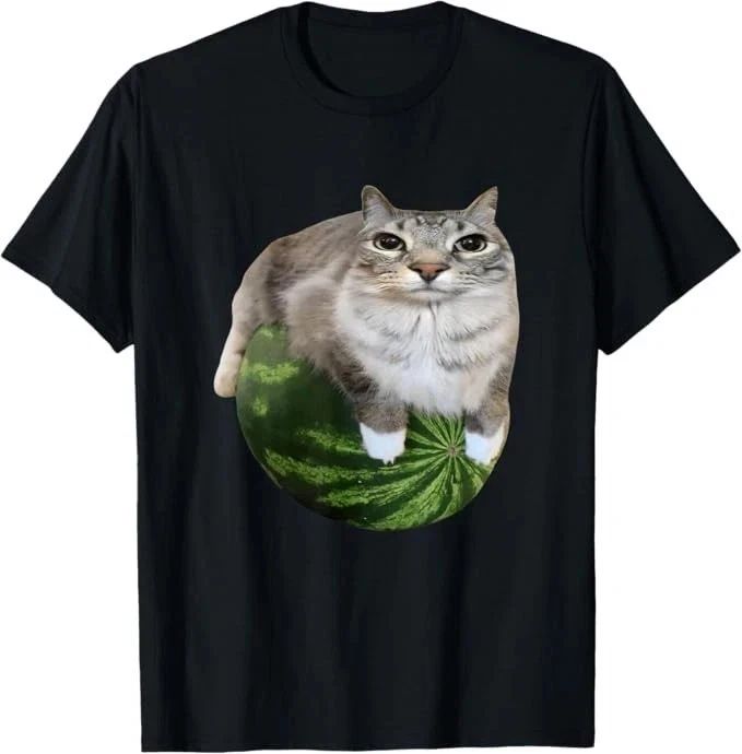 Watermelon Cat T-Shirt – Silly Cat Meme Funny Cute Kitten Tee Gift for Cat Lover
