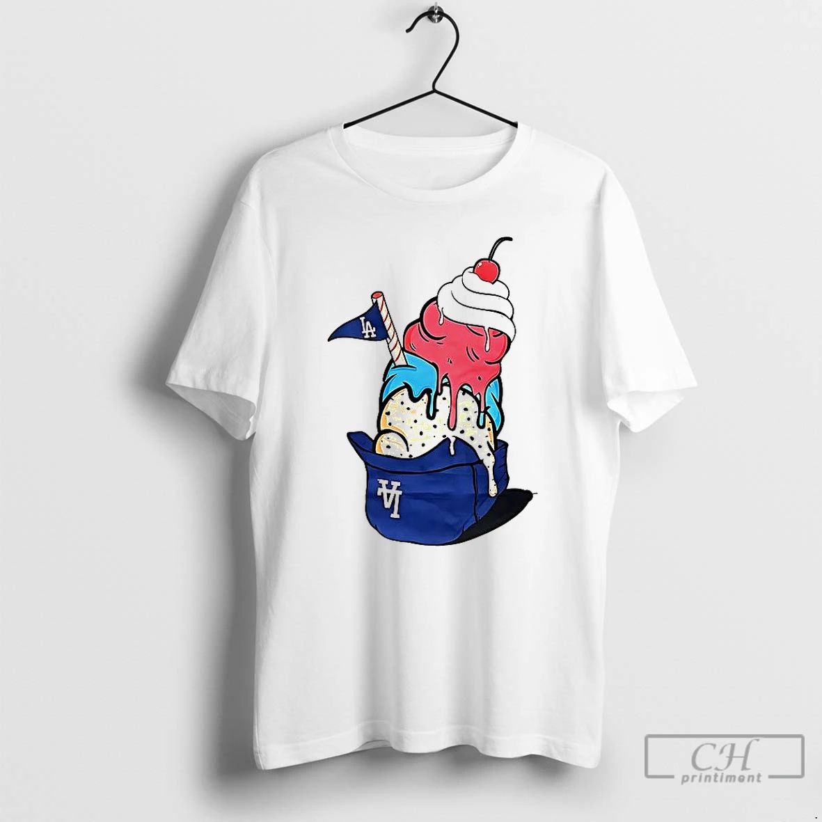 Classic Los Angeles Dodgers Baseball Game Day Ice Cream Helmet T Shirts