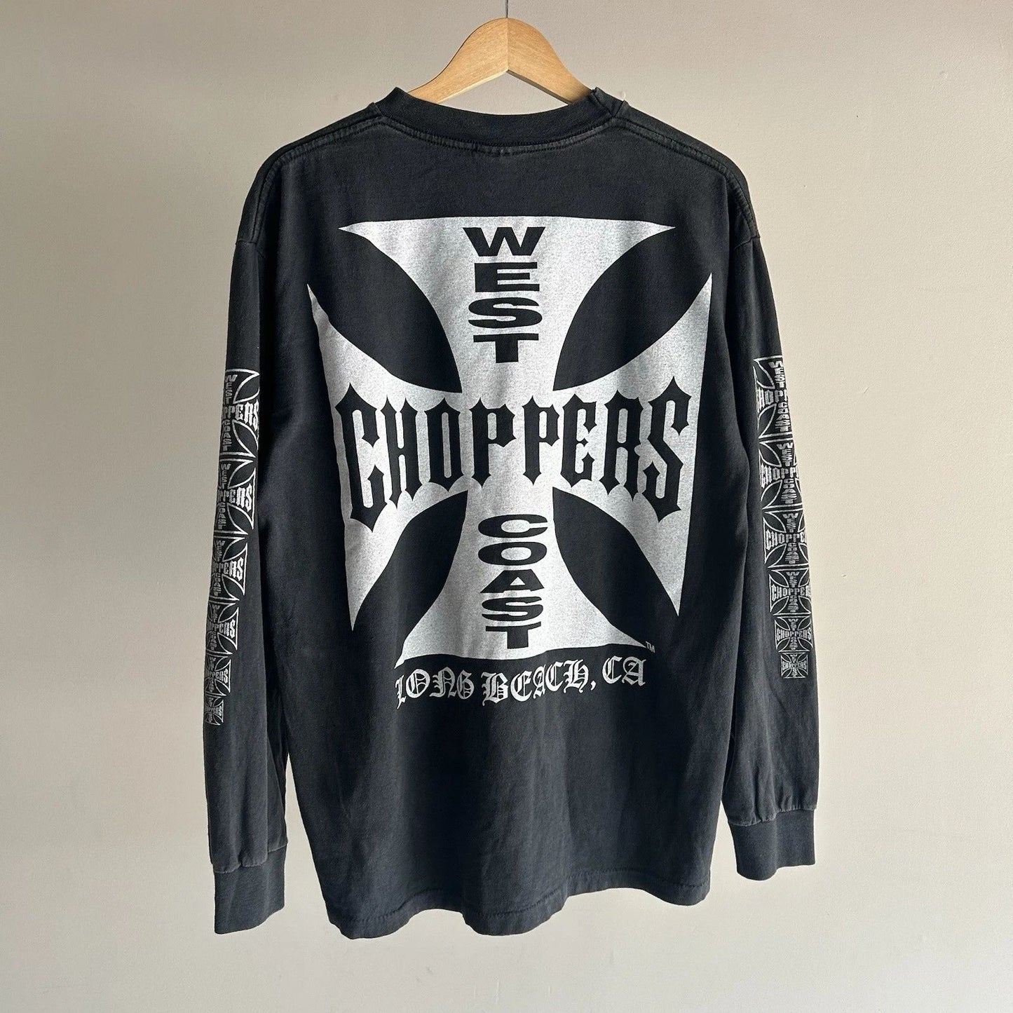 Vintage BOOT West Coast Choppers White Jesse Who T Shirt XL Longsleeve Black