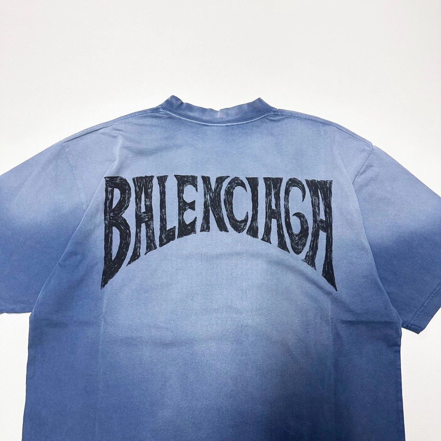 100% AUTHENTIC BALENCIAGA SIZE M MEDIUM BLUE WASH OVERSIZED TSHIRT DYE MENS TEE