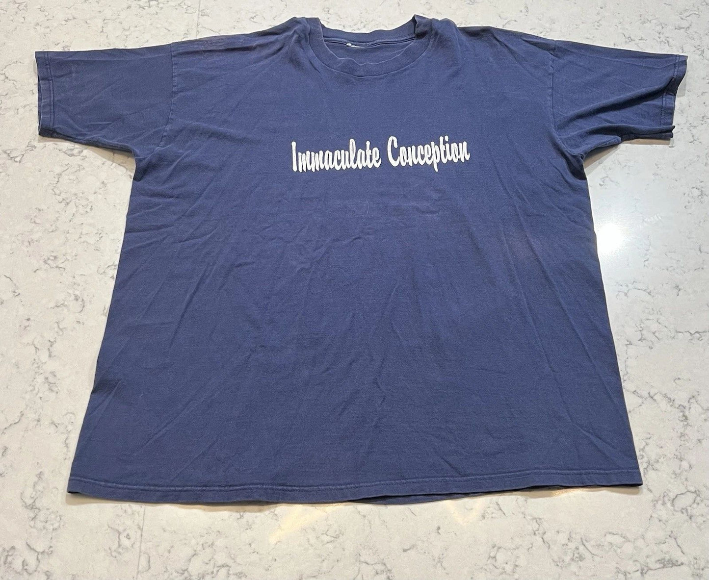 Immaculate Conception Graphic T Shirt Blue Religious Catholic Church Tee XL
