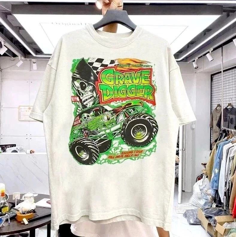 Grave Digger Monster Truck Gift For Fan White T Shirt Full Size KK2571