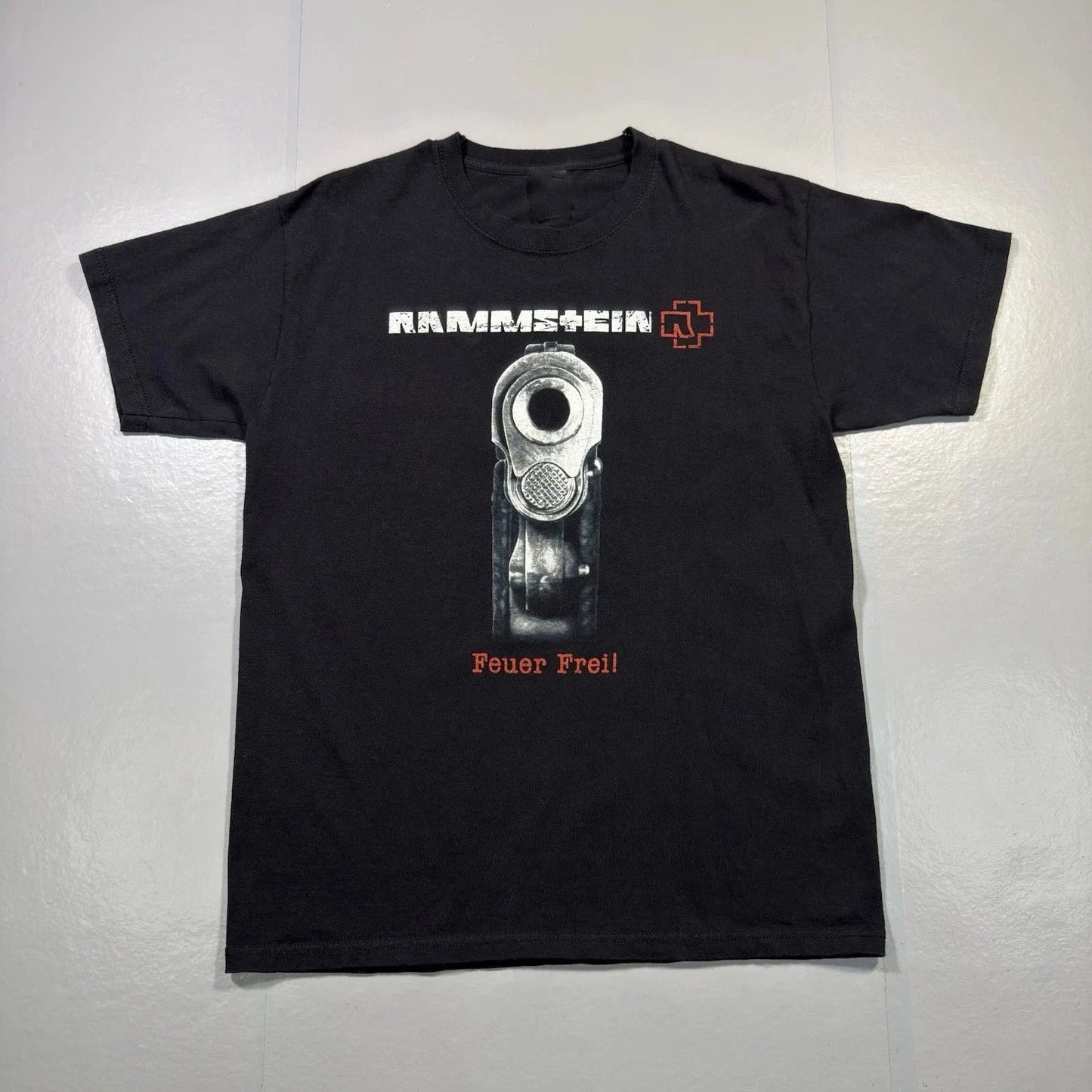 Vintage Rammstein T-Shirt Feuer Frei Band Tee Black Graphic Metal Rock Y2K