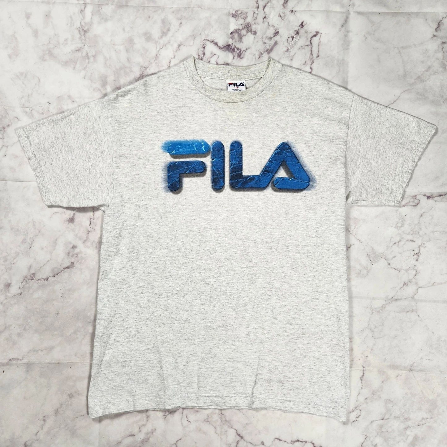 Vintage Fila Logo Graphic T Shirt Grey Size M - 90s 00s Made in USA