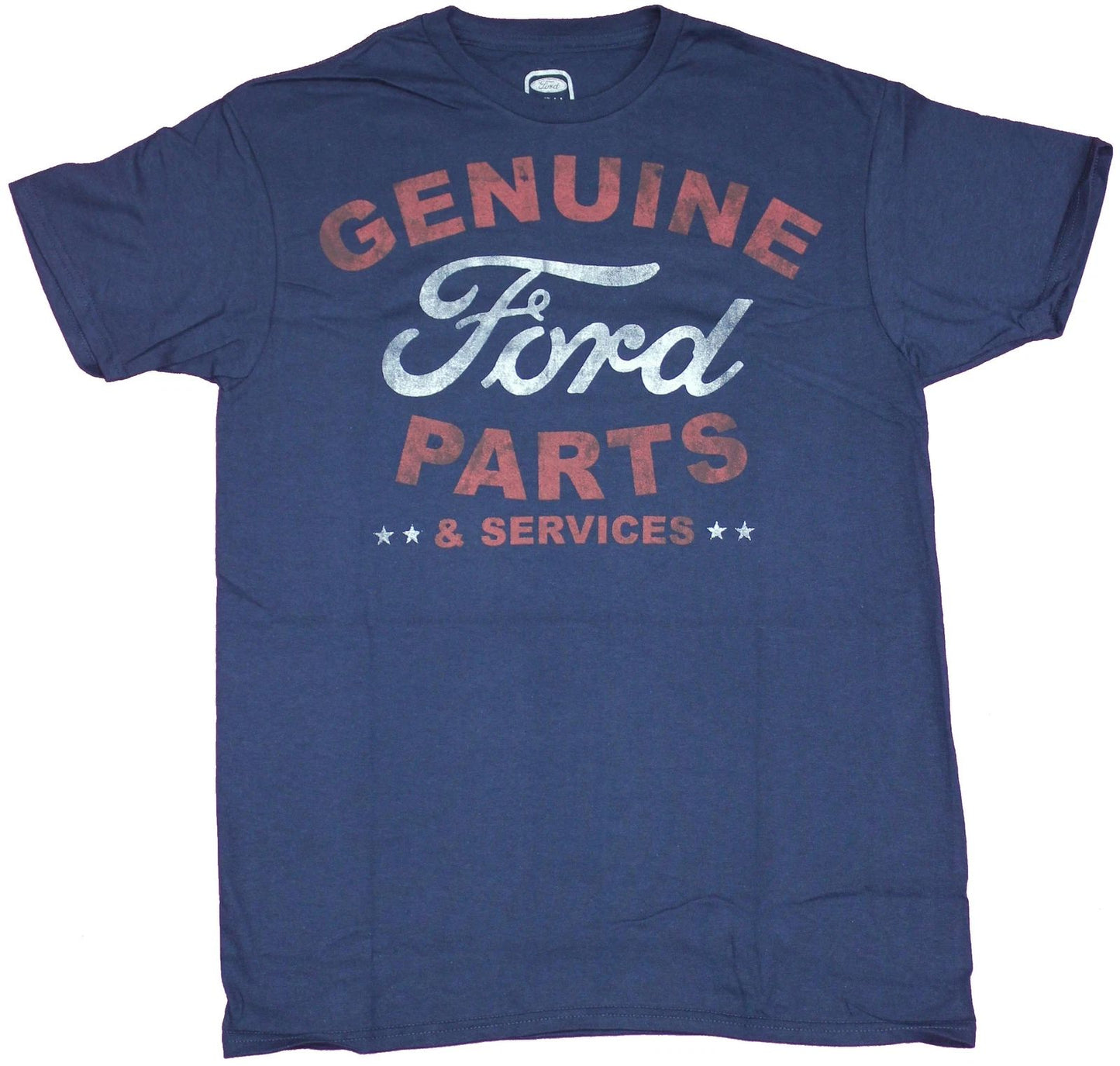 Ford Motors Adult New T-Shirt - Genuine Parts & Service Distressed Words