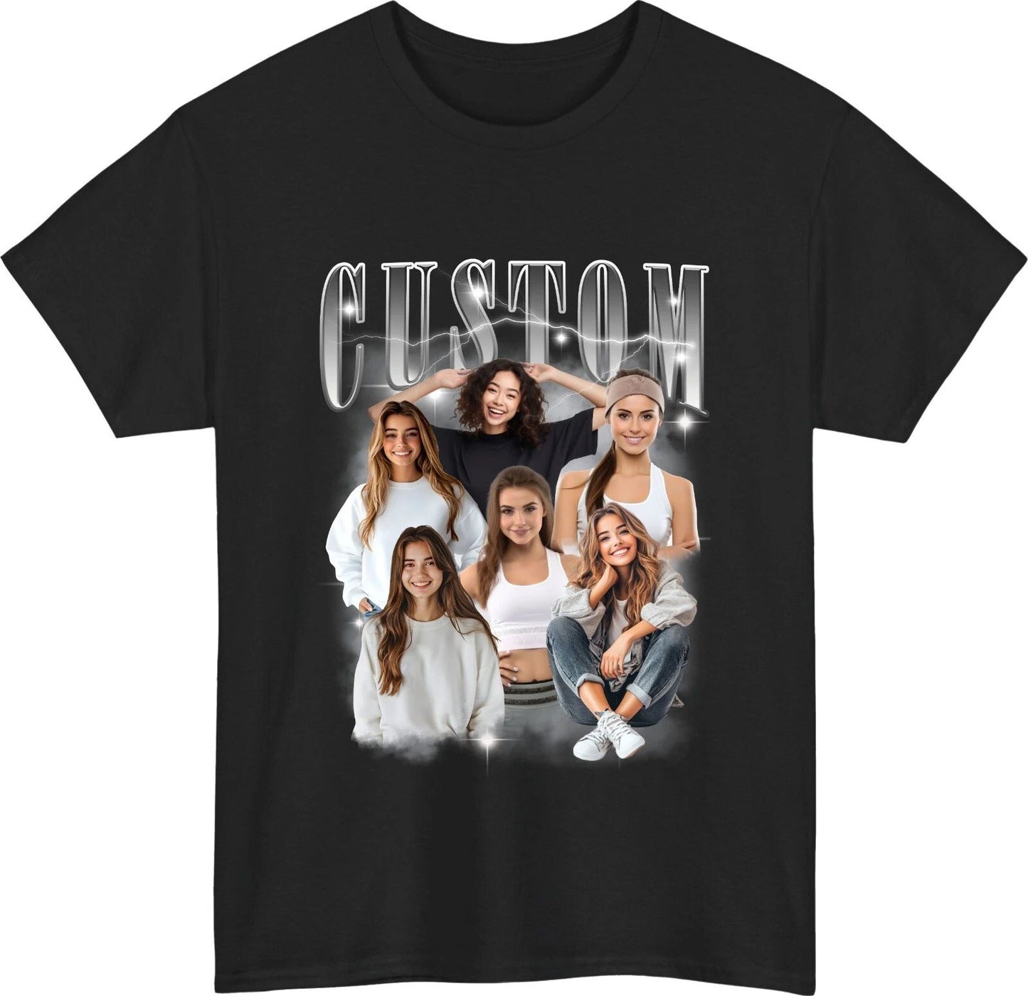Personalised Bootleg T-Shirt – Retro Custom Rap with Name & Photos Gift Tee Top