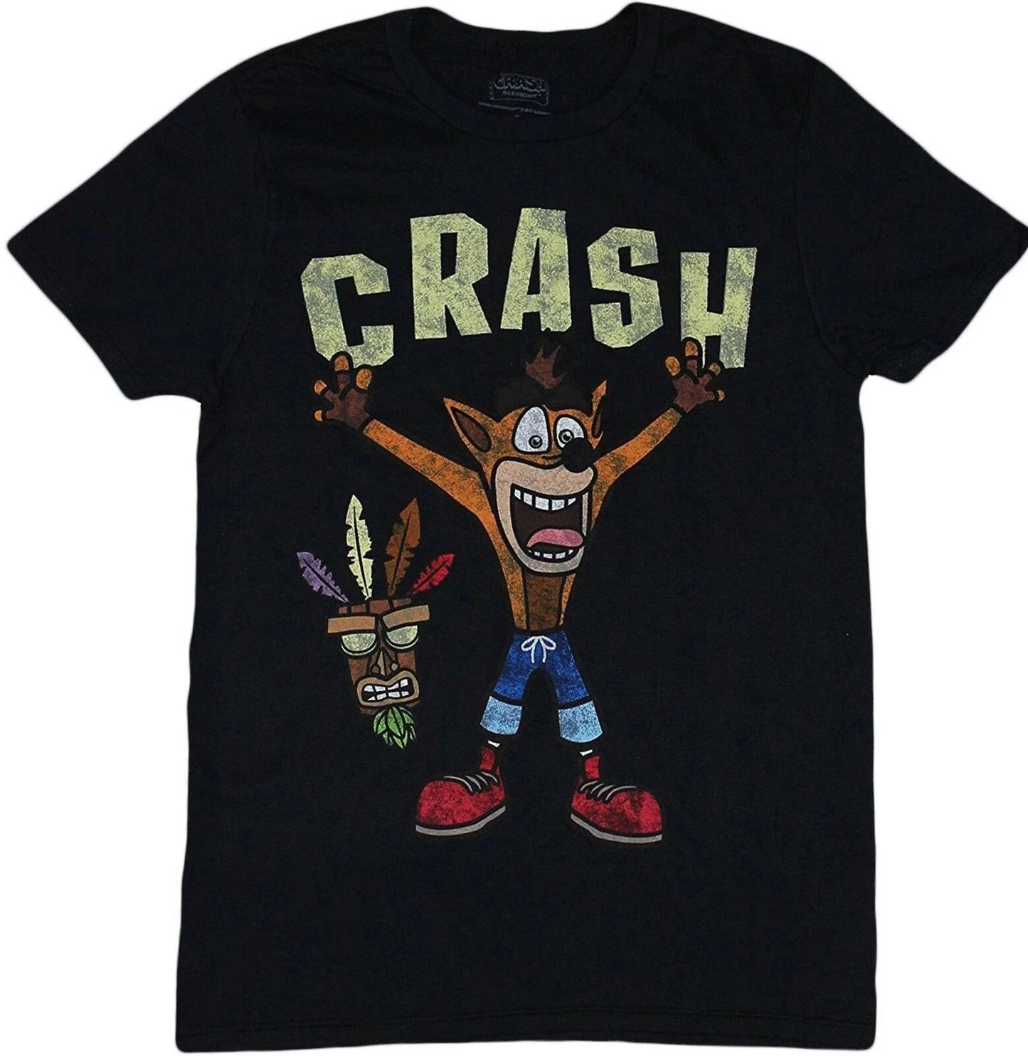 Crash Bandicoot Video Game Distressed Vintage Look Unisex Black T-Shirt