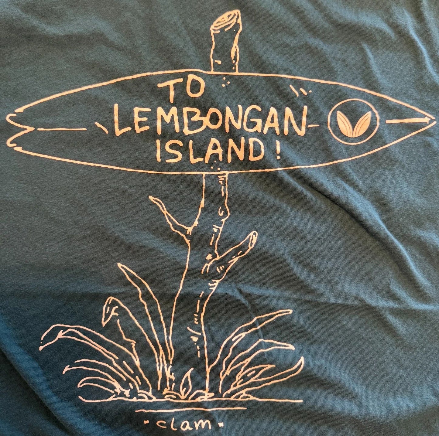 Keep Surfing Clam T-shirt To Lembongan Island! teal sz M