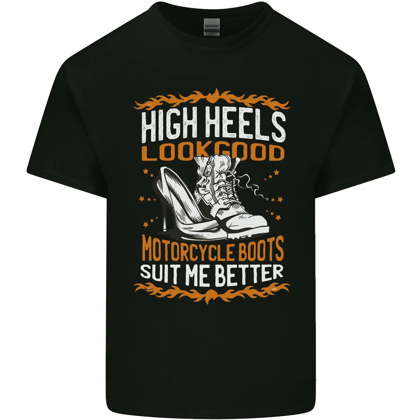 Female Biker Boots Funny Motorbike Mens Light Cotton T-Shirt