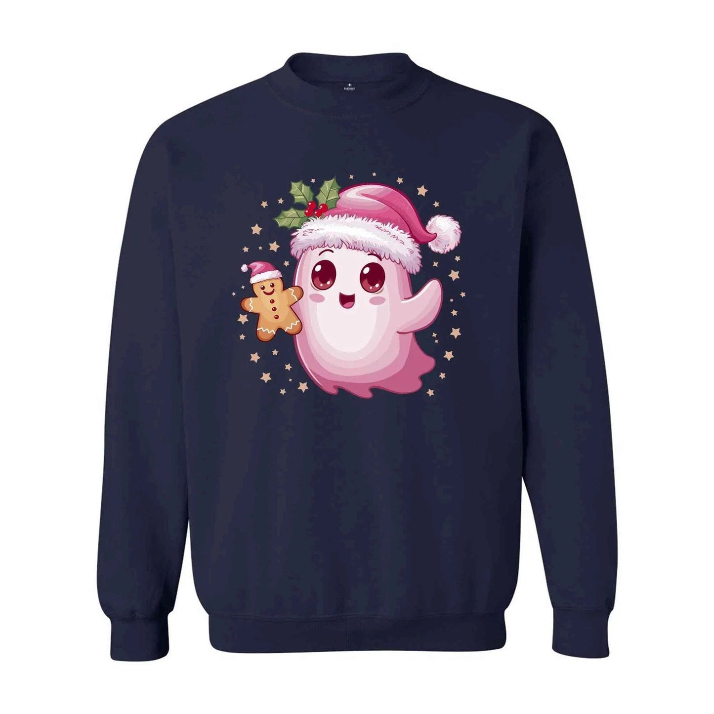 Christmas Cute Cookie Ghost Sweatshirt, Christmas Ghost Sweatshirt, Gingerbread