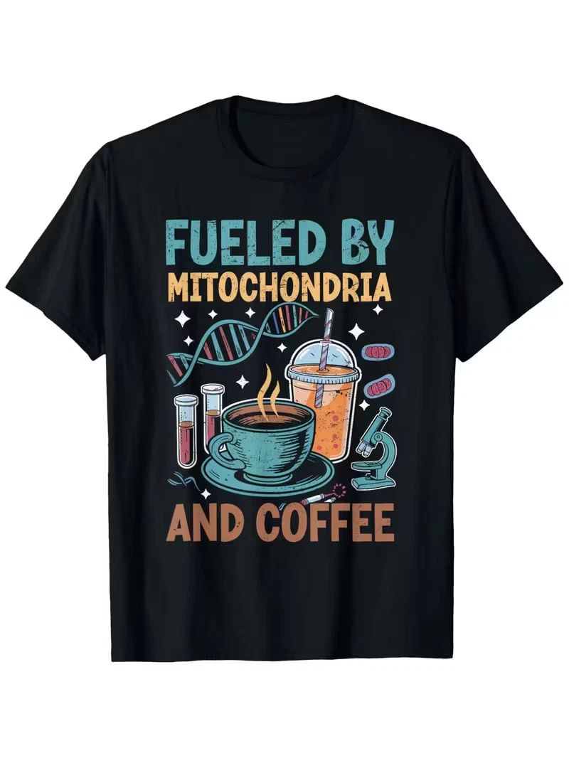 Funny Biology Teacher Science Fueled By Mitochondria Coffee T-Shirt, fashionable