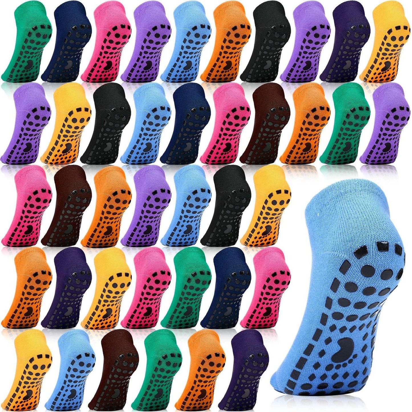 40 Pairs Non Slip Yoga Socks for Women Bulk Pilates with Grips Anti Skid Athl...