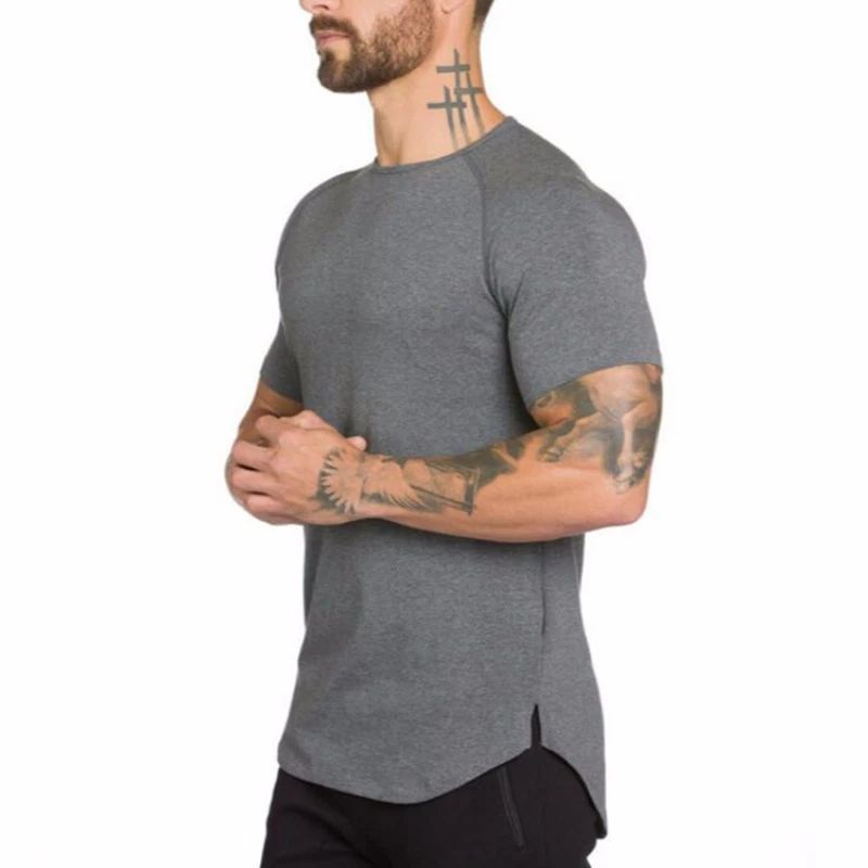 Men's Trendy Solid Color Fitness Long Breathable Sports Slim Fitness T-shirt