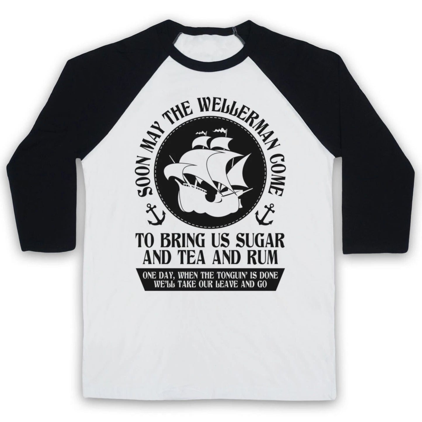 WELLERMAN COMES SEA SHANTY TIK VIRAL SONG HIT MEME TOK 3/4 SLEEVE BASEBALL TEE