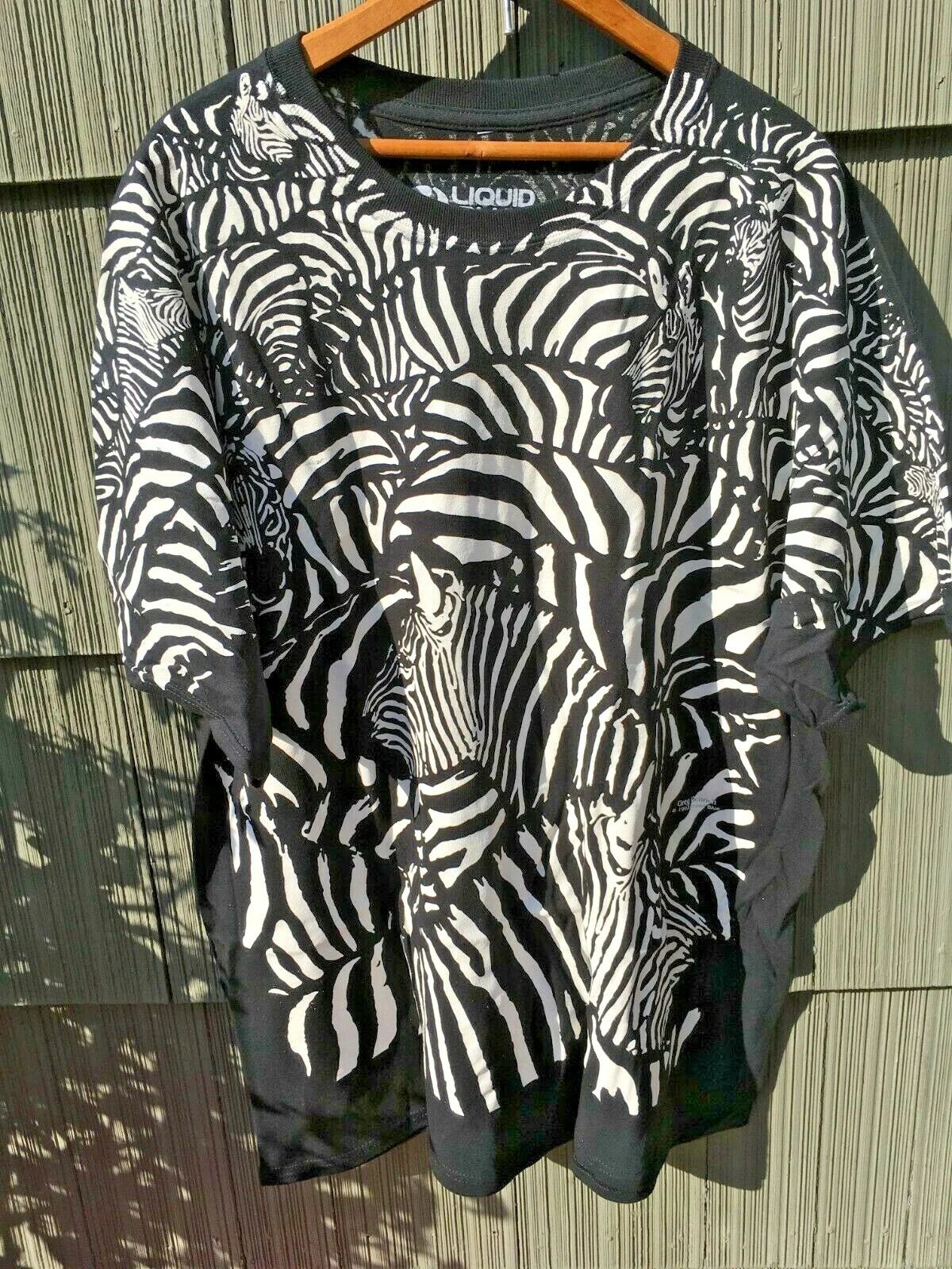 Zebra Herd All Over Print T-shirt L XL 2X Liquid Blue AOP Greg Genrich Africa