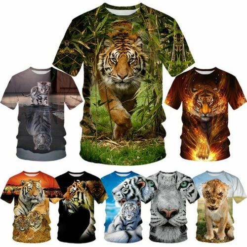 Animal 3D Print Casual T-Shirt Short Sleeve Tops Tee Womens/Mens