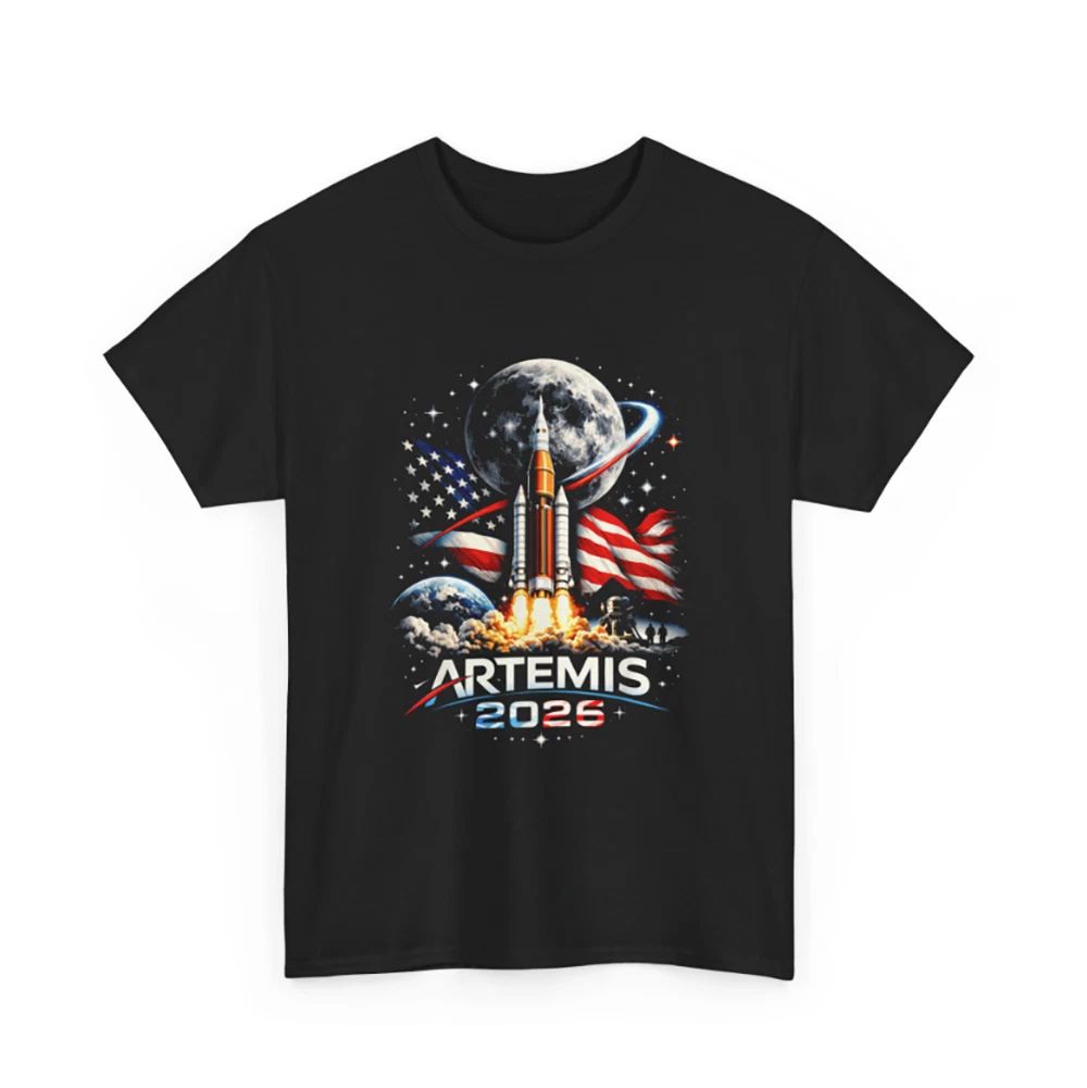 Artemis 2026 Moon Landing T Shirt American Rocket Space Launch Tee