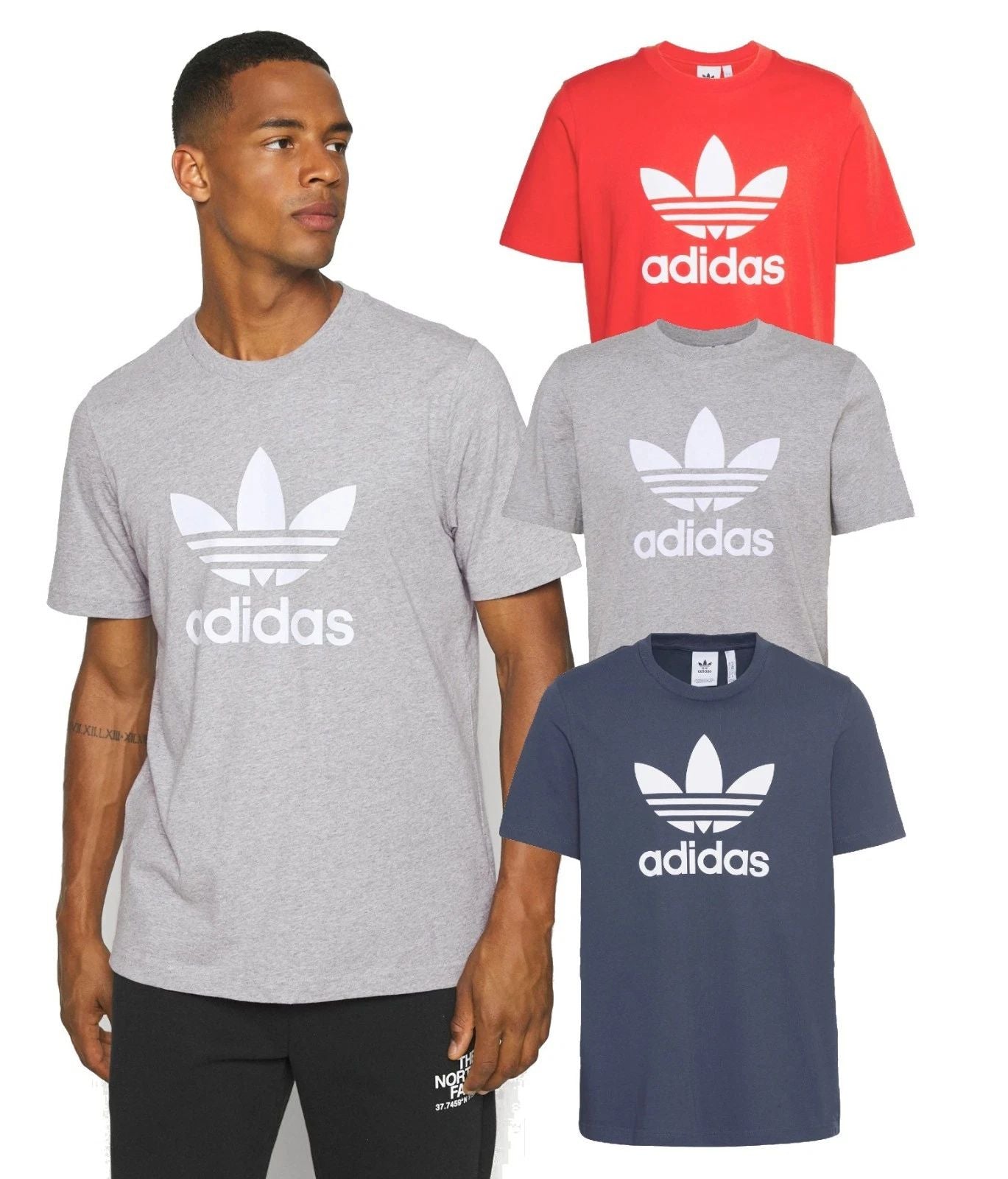 adidas Originals Mens Trefoil Logo T-Shirt S-2XL sport gym casual navy grey red