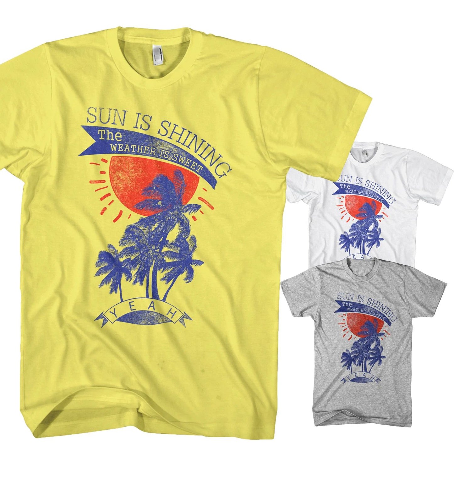 Sun is Shining Summer Beach Palm Trees Surfing Mens T-Shirt SIS9720