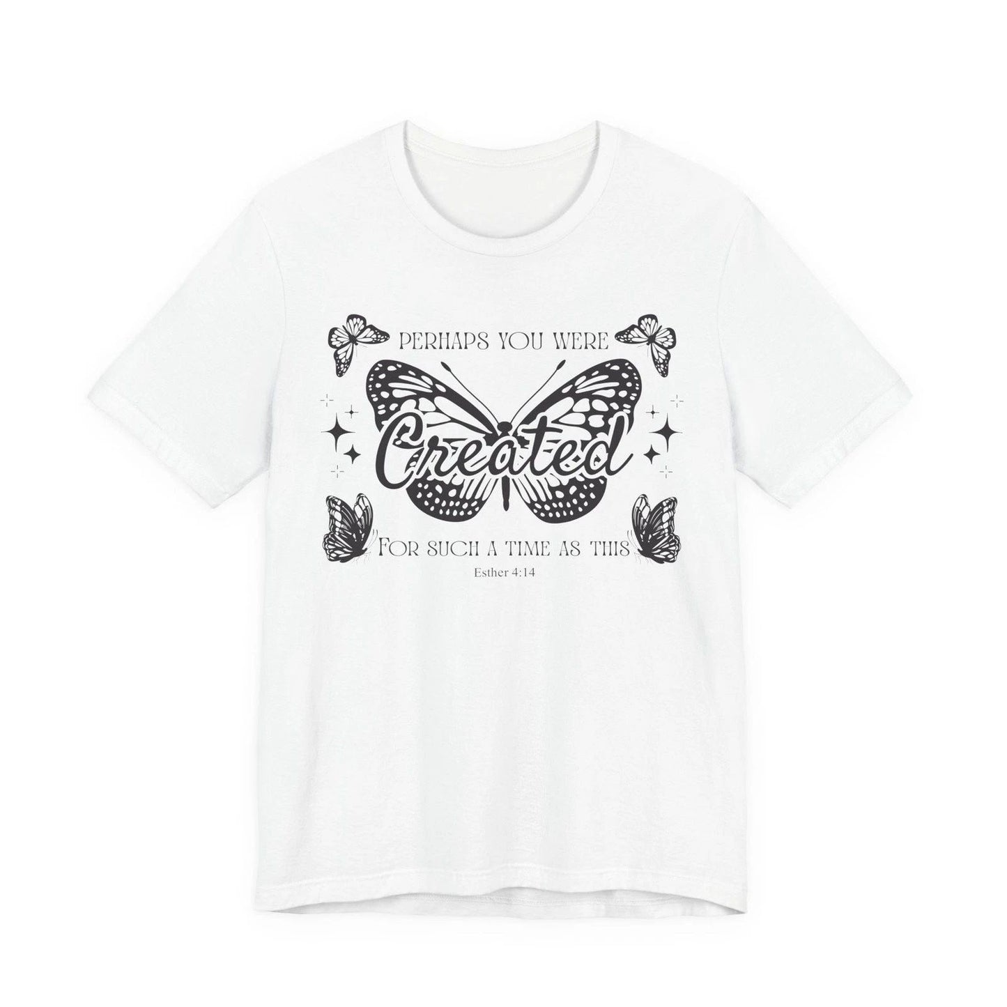 Women T-shirt Created Butterfly Graphic tee Wrapped in Jesus back print.