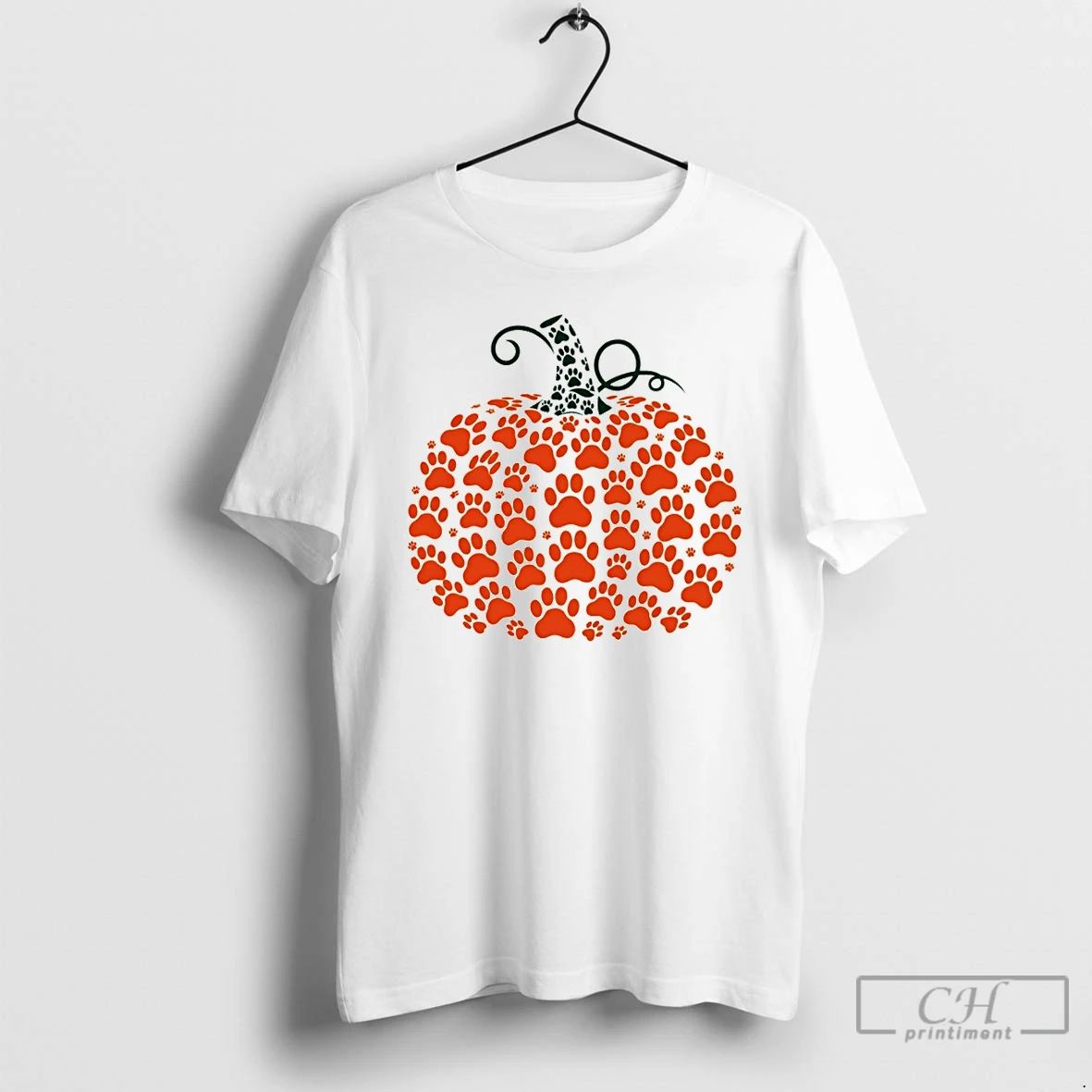 Premium Pumpkin Dog Paw Fall Halloween T Shirts