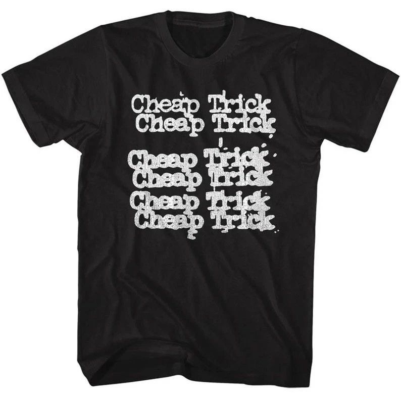 Cheap Trick Classic Stacked Logo Black Adult T-Shirt, Reprint