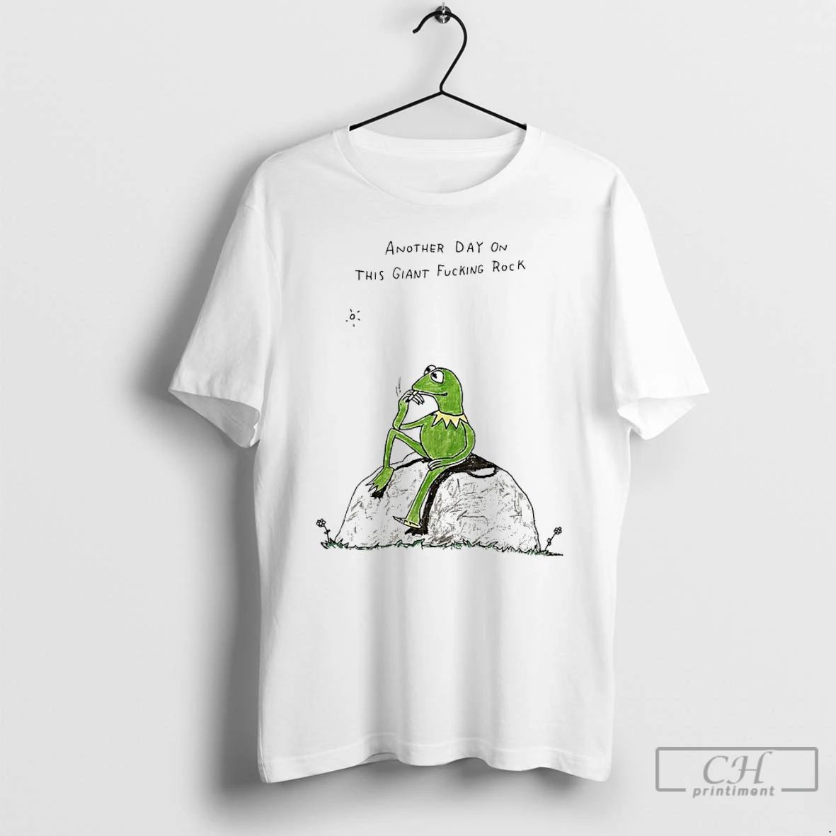 Classic Kermit The Frog Smoking Another Day On This Giant Fucking Rock T Shirts