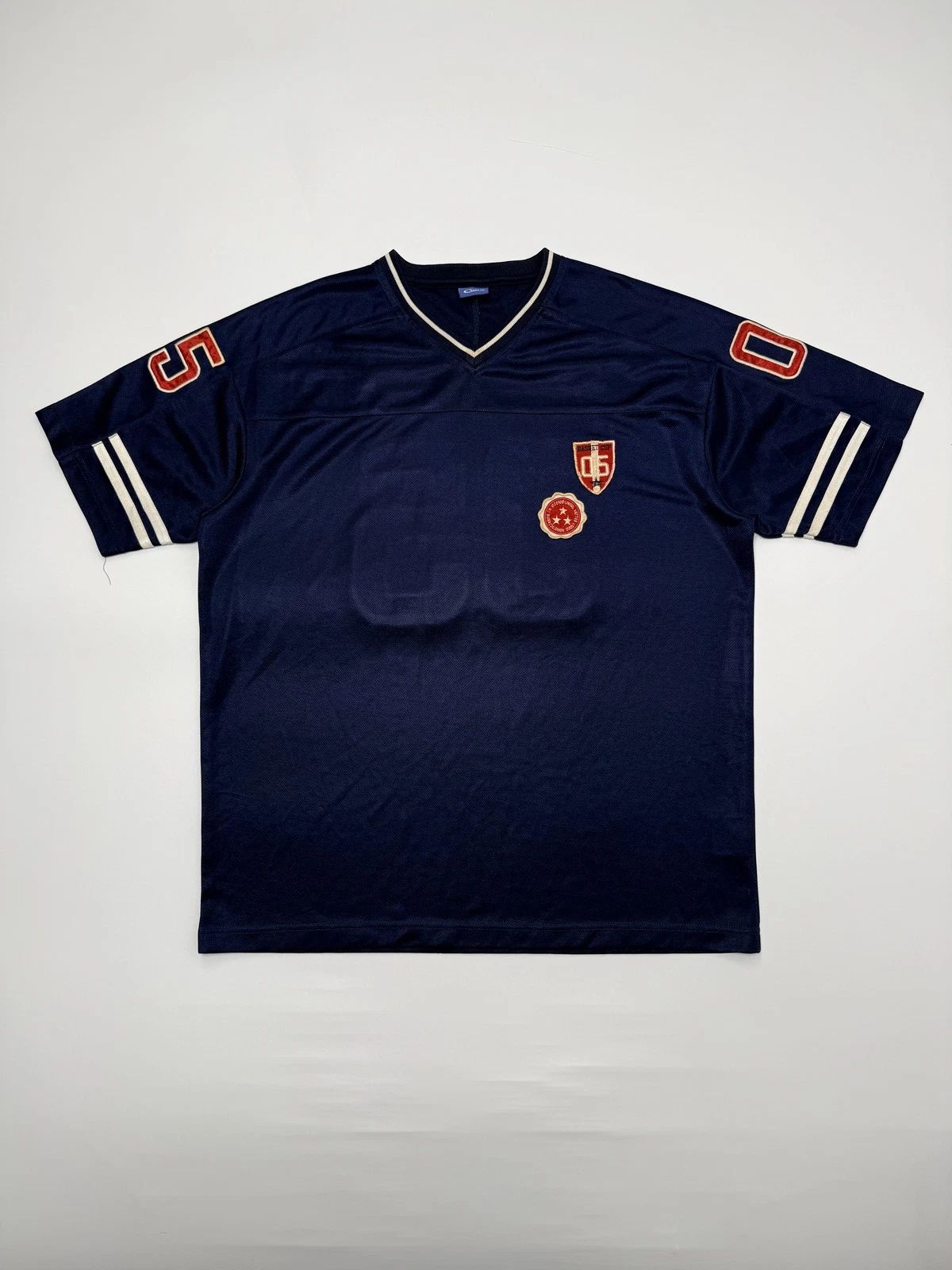Cup's Jersey T-Shirt Short Sleeve V-Neck Men's Blue Graphic Print L Sports