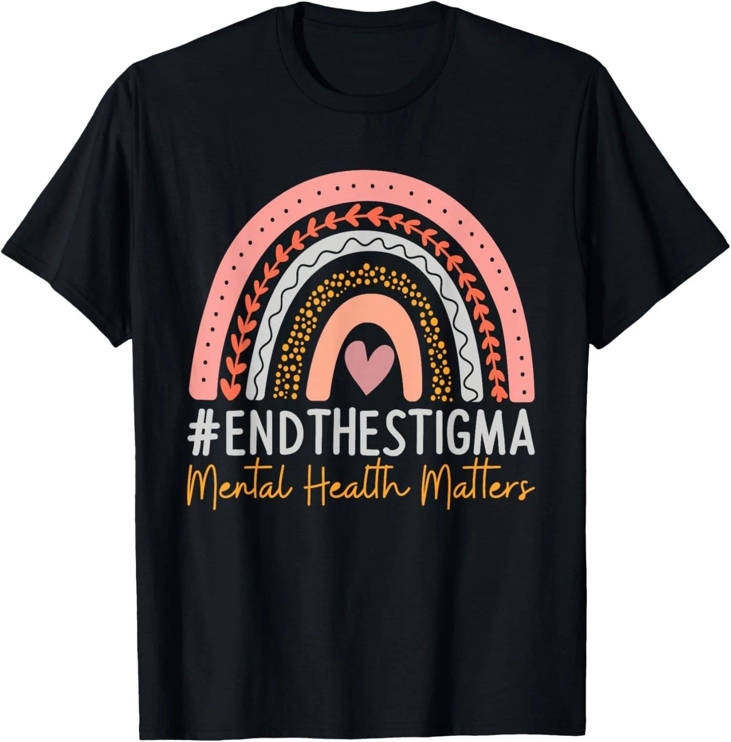 Mental Health Matters End The Stigma Rainbow Boho Unisex T-Shirt