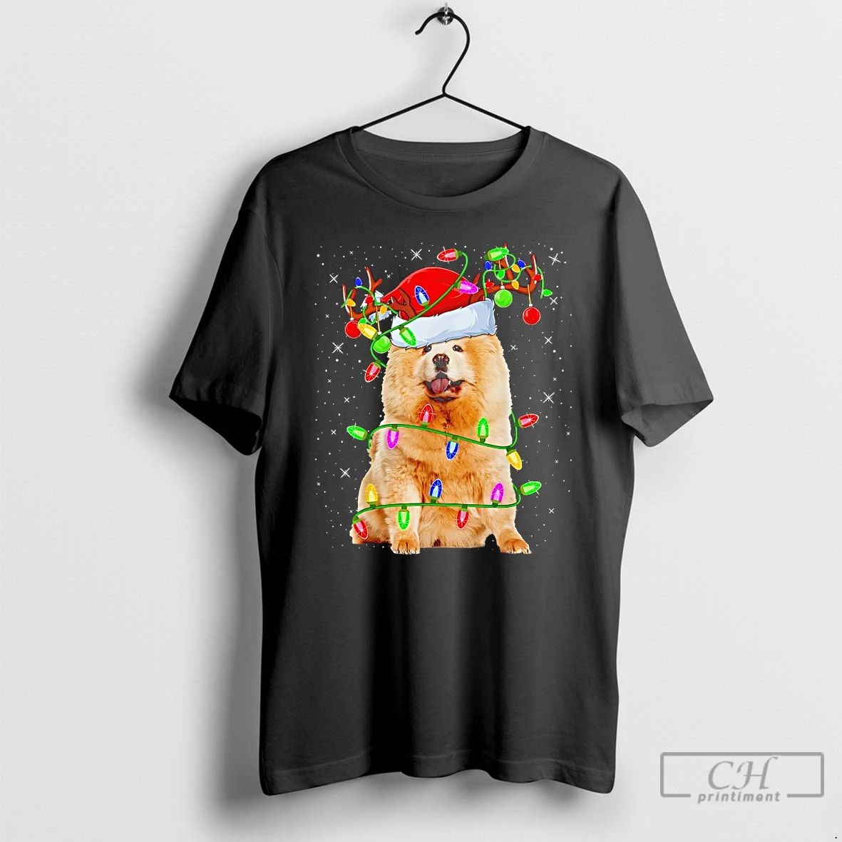 Classic Christmas Chow Chow Lights T Shirts