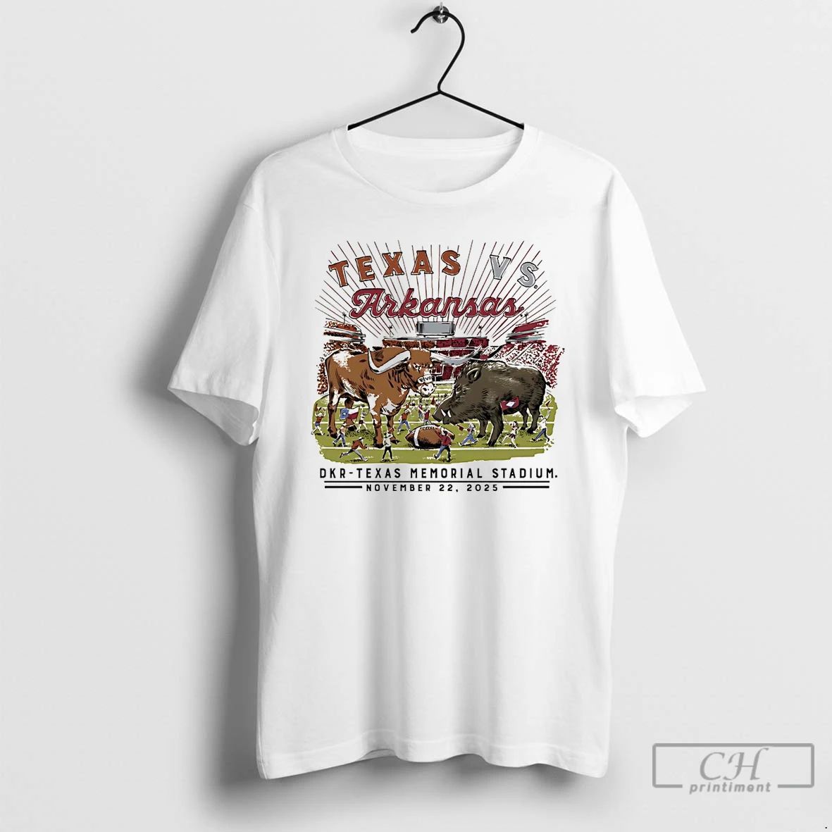 Premium Texas Longhorns Vs Arkansas Razorbacks Game Day 2025 T Shirts