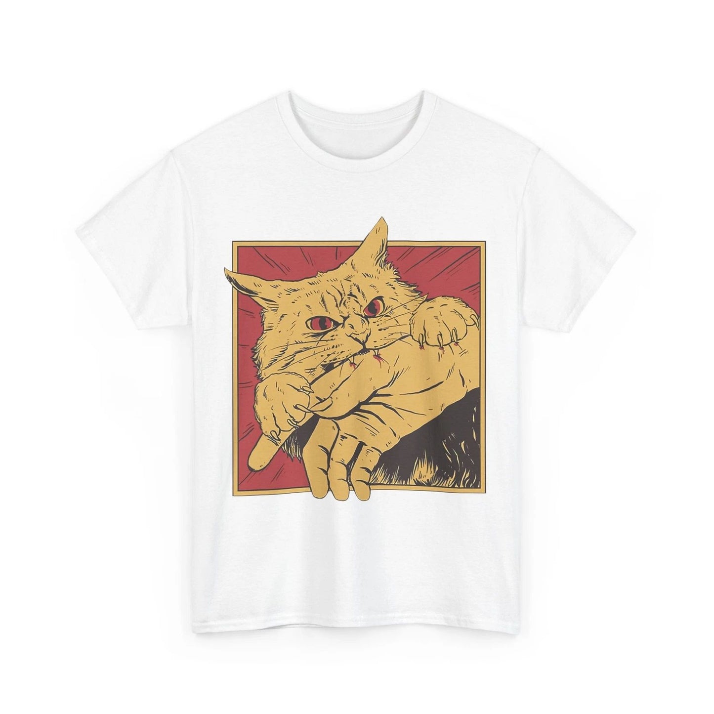 HOT Cat Bite T-shirt, Cats Lovers Japanese Anime Women Men Vintage T-shirt