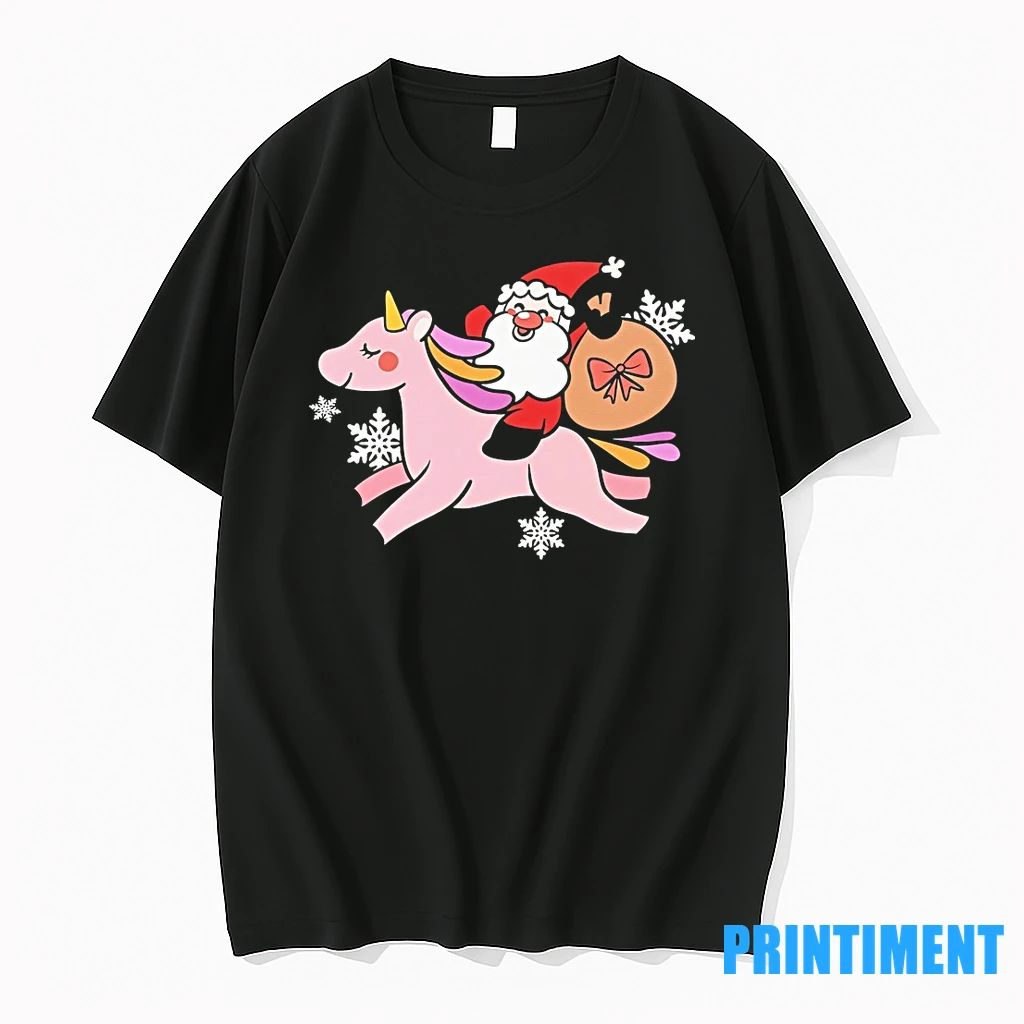 Santa Riding Pink Unicorn Christmas Night Tshirts Sweater